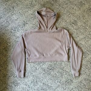 ALO Yoga Ribbed Muse Hoodie in Dusty Rose Pink Size Small